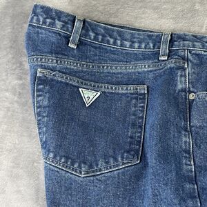 Vintage Guess Jean Shorts Mens‎  42  Blue Denim Jorts Y2K 90's Green Logo